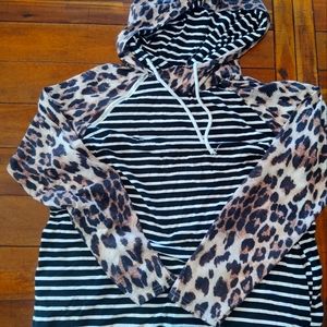 Women's animal print and stripped hoodie